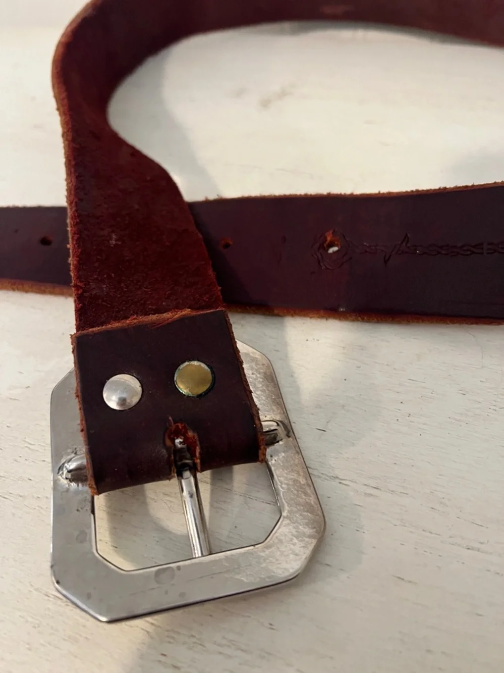 Handmade Wide barbed wire tooled leather western belt 38.5” - 43” x 1.75”
